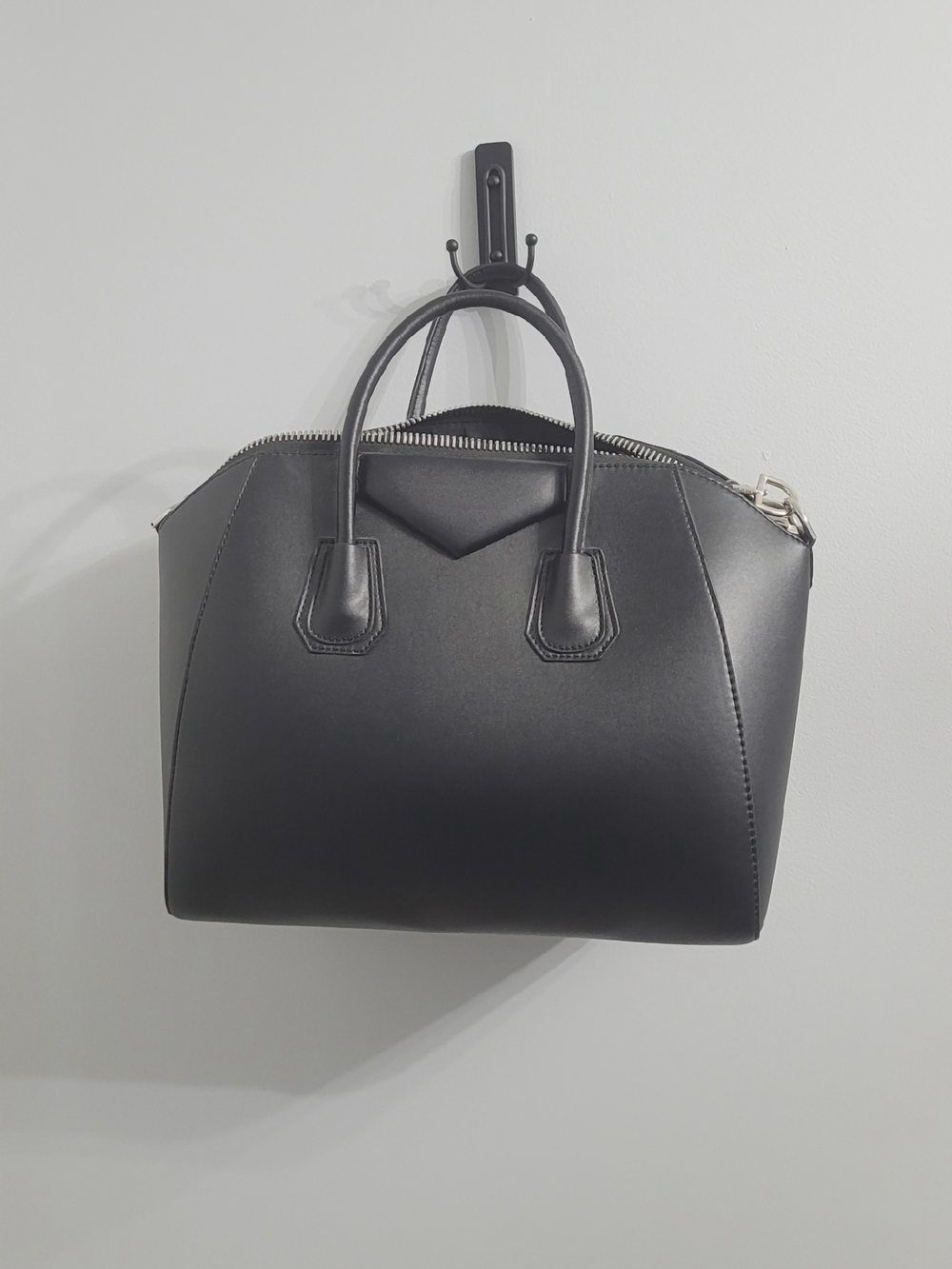 Classic Black Structured Top-Handle Tote